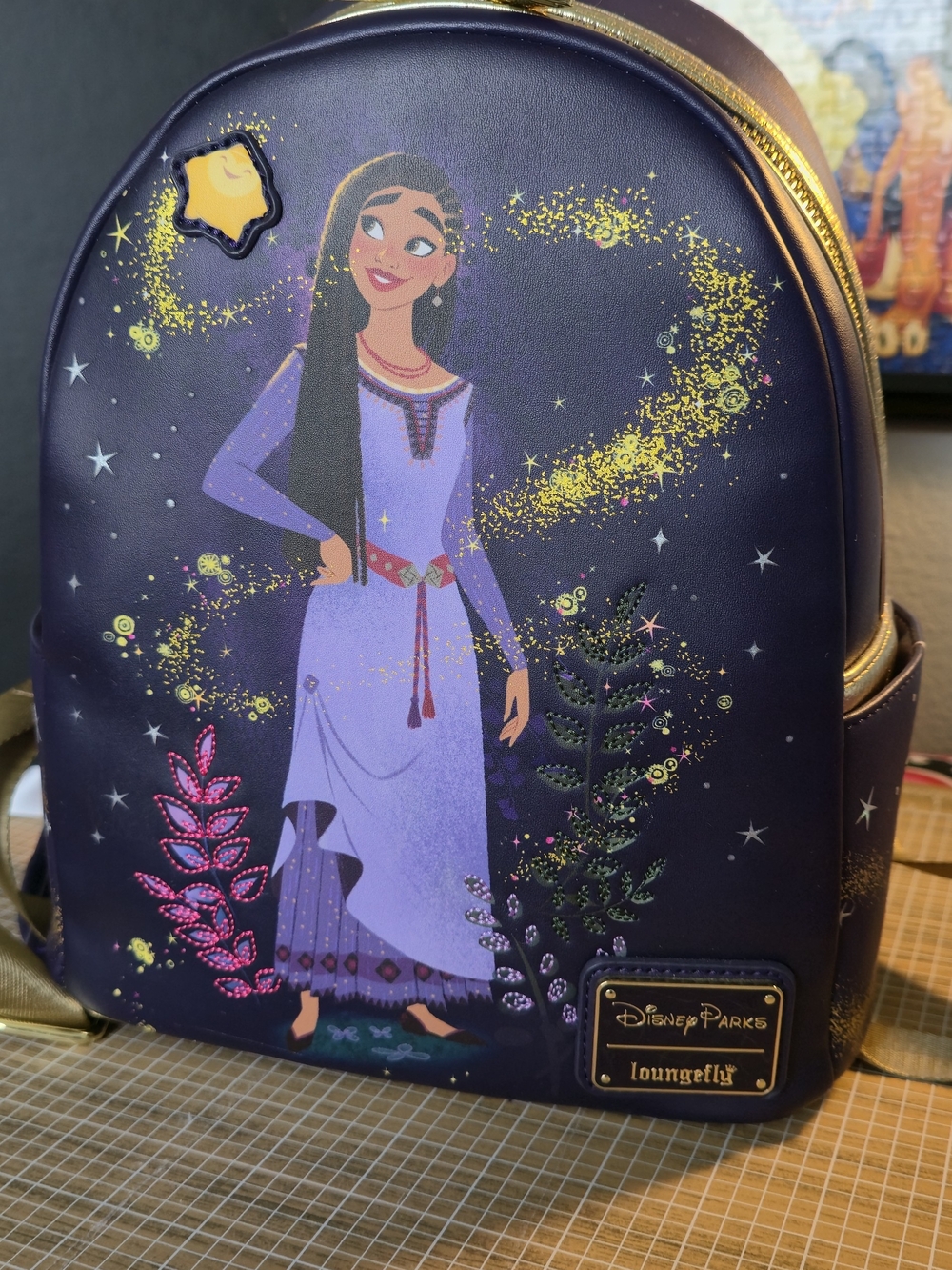 Loungefly Purple Raya Mini Backpack with Gold Accents